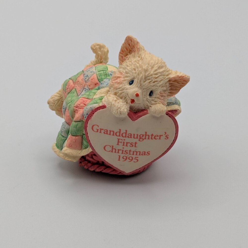 Carlton Cards Granddaughter's First Christmas 1995, Kitten in Basket Ornament